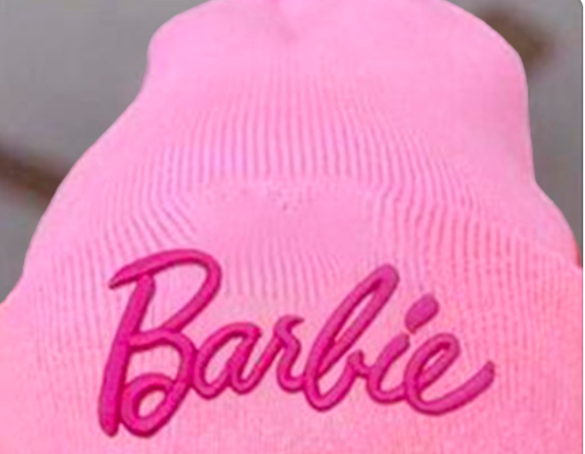 Cutie Pie Barbie beanie and Earring set .